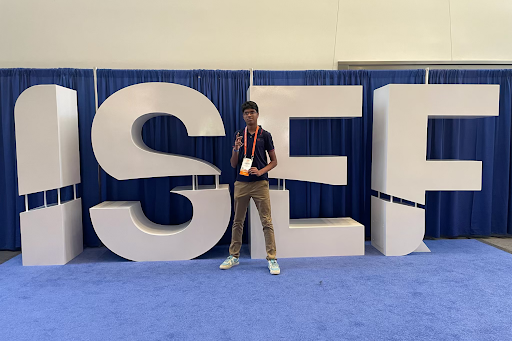 Karthik Srikumar pictured at the International Science and Engineering Fair in Columbus, Ohio. (Photo courtesy of Srinidhi Karthik)